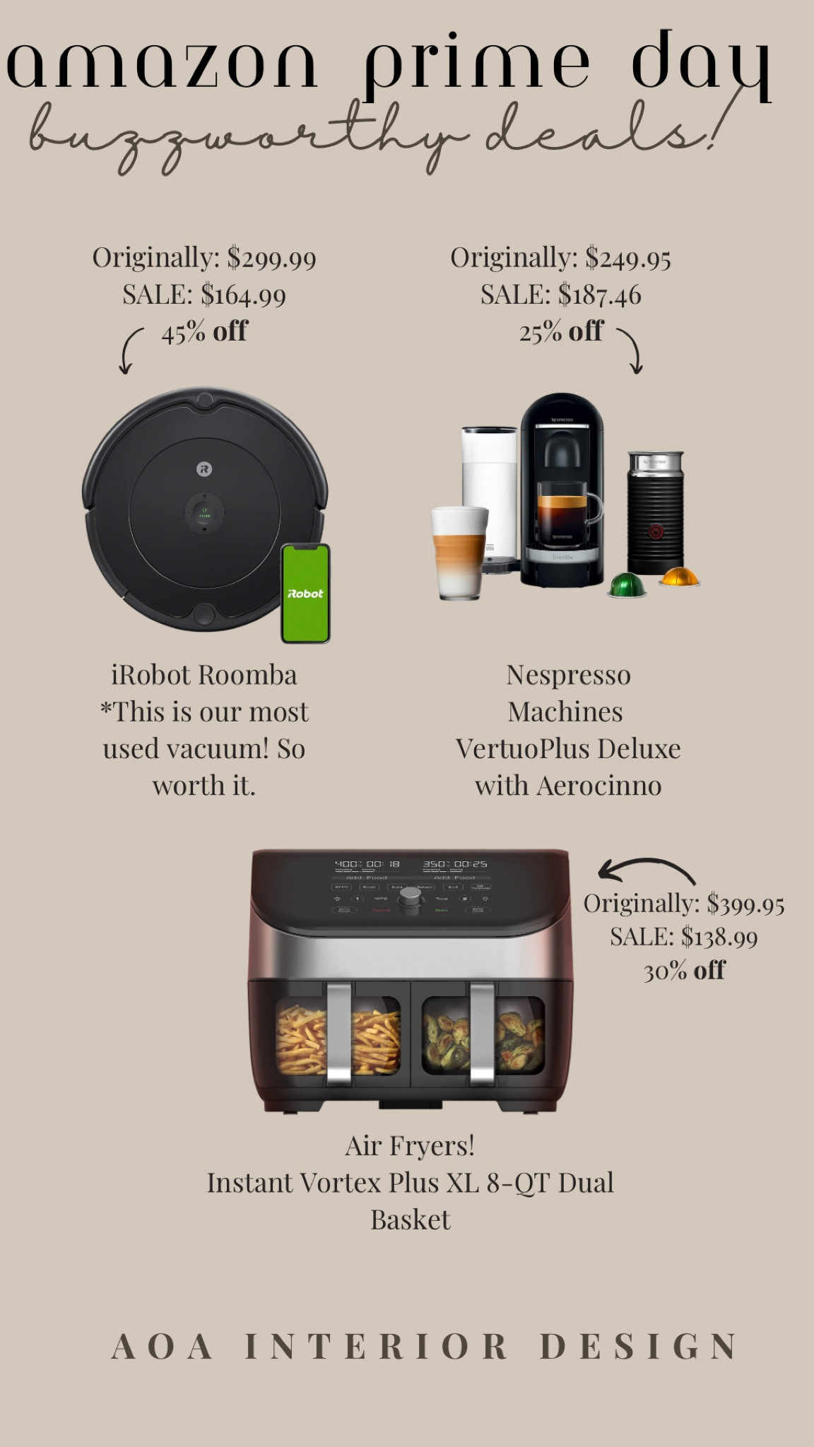 ‼️AMAZON PRIME DAY‼️
Buzzworthy deals on vacuums, air fryers, coffee machines, and MORE!! 

Nespresso
iRobot
Ninja

#PRIMEDAY #LTKXPRIMEDAY



#LTKxPrimeDay #LTKFind #LTKhome