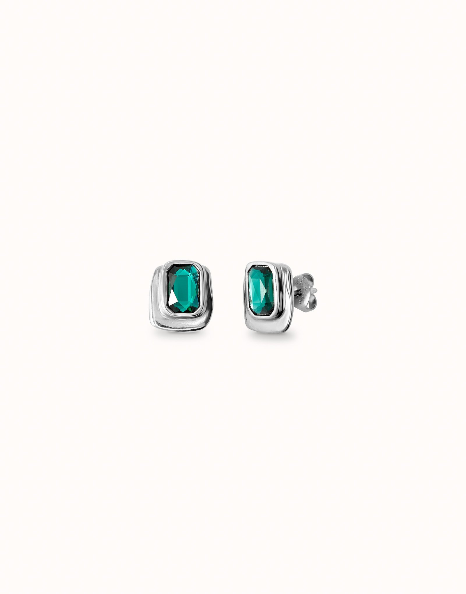 Stud earrings with green crystal | UNOde50