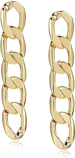 Chain Stud Earring Chain Link Thin Dangle Earrings 14k Gold Plated Oval Loop Drop Earrings for Wo... | Amazon (US)