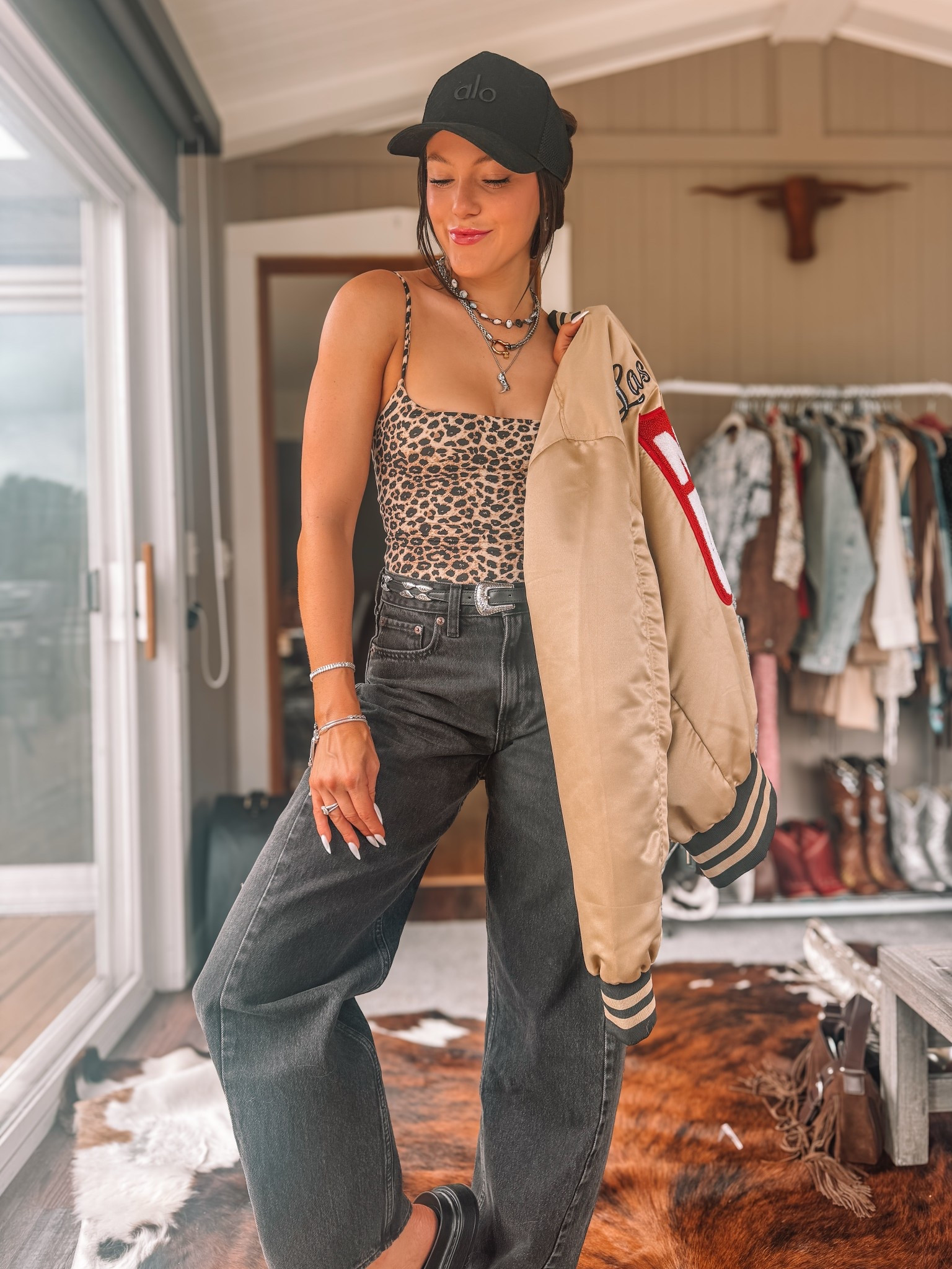 Wore this as a travel outfit! Wanted something comfy but also cool!

Jacket: Rodeo Quincy - “CARA15”

#traveloutfit #styleinspo #outfitidea #blackjeans #barreljeans #cheetahprint 

#LTKStyleTip #LTKTravel #LTKSaleAlert