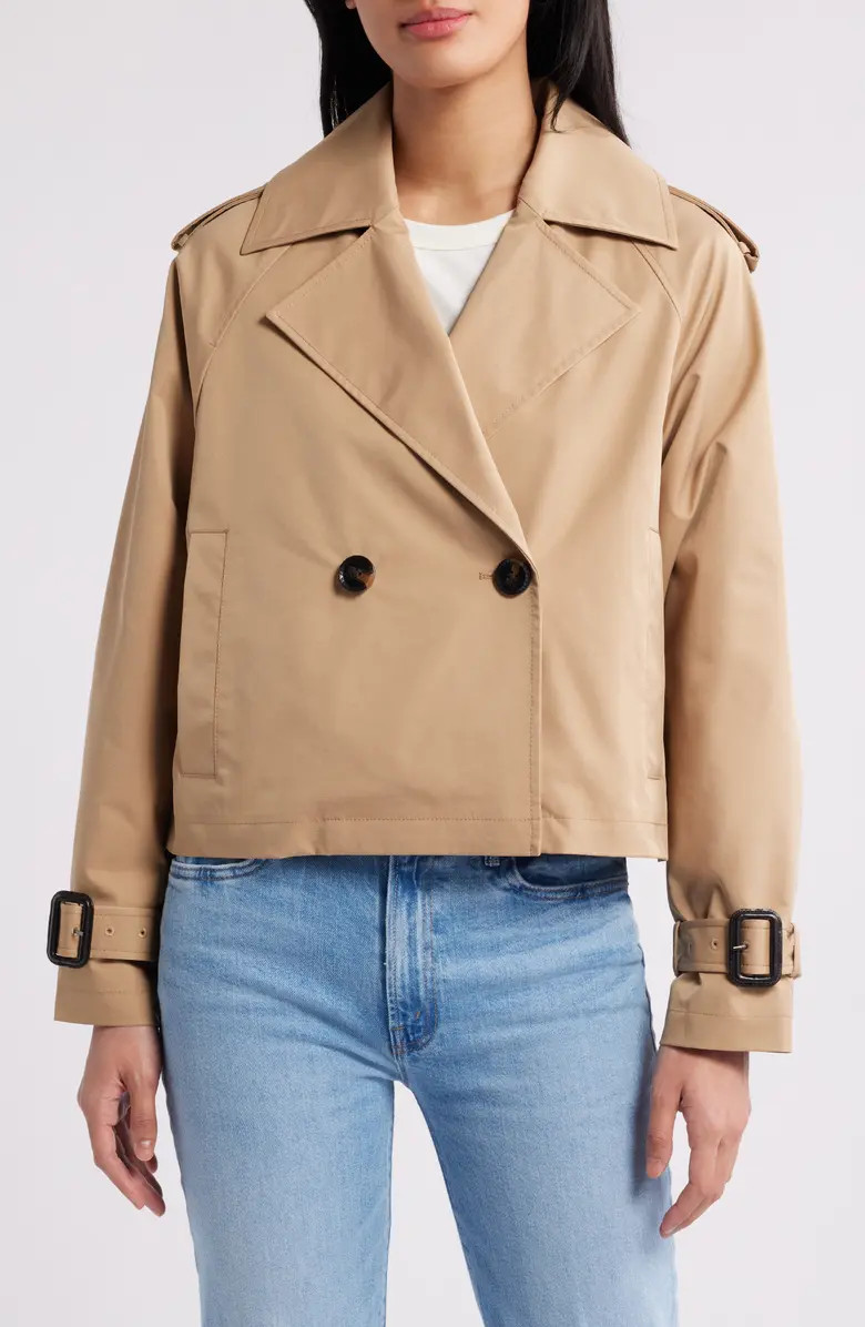 BCBG Max Azria Double Breasted Crop Trench Coat | Nordstrom | Nordstrom