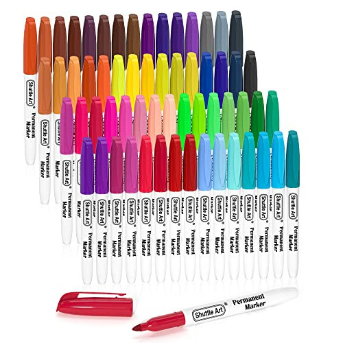 Shuttle Art 60 Colors Permanent Markers, Fine Point, Assorted Colors, Works on Plastic,Wood,Stone,Metal and Glass for Doodling, Coloring, Marking | Amazon (US)