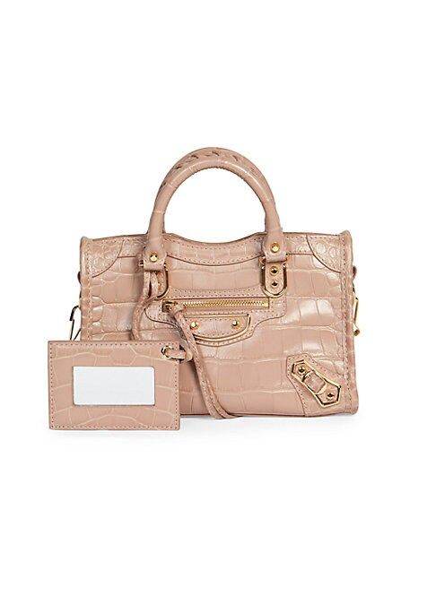 Balenciaga Women's Nano City Croc-Embossed Leather Satchel - Nude | Saks Fifth Avenue