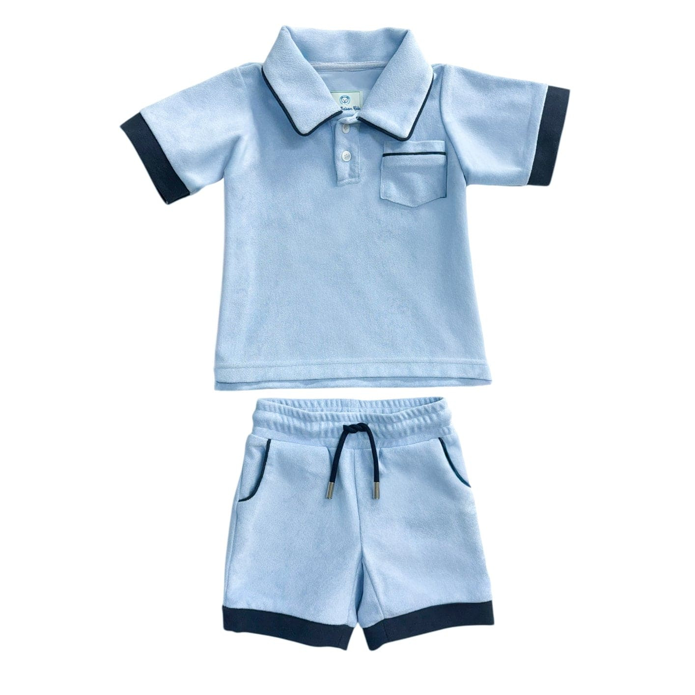 Terry Baby Blue Boys' Polo Top and Shorts Set | petite maison kids