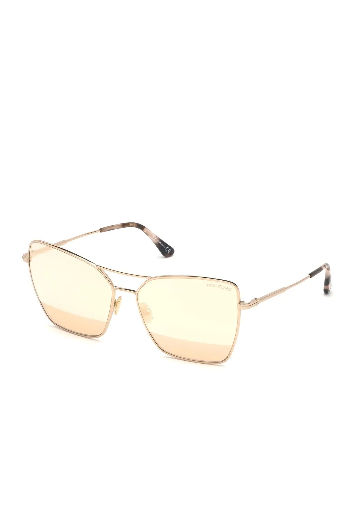 Tom Ford Shiny Rose Gold 61mm Square Aviator Polarized Sunglasses at Nordstrom Rack | Nordstrom Rack