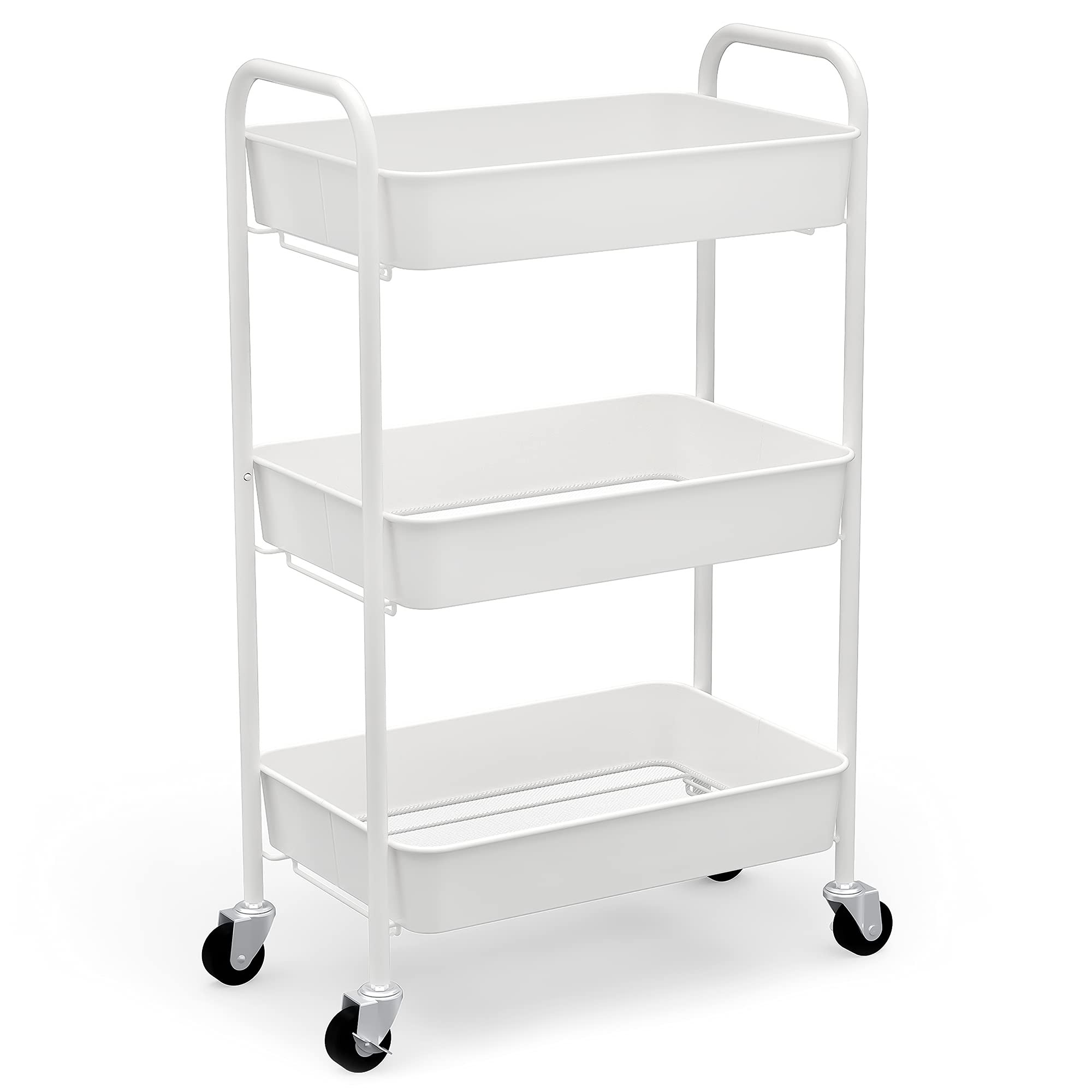 CAXXA 3-Tier Rolling Metal Storage Organizer - Mobile Utility Cart Kitchen Cart with Caster Wheel... | Amazon (US)