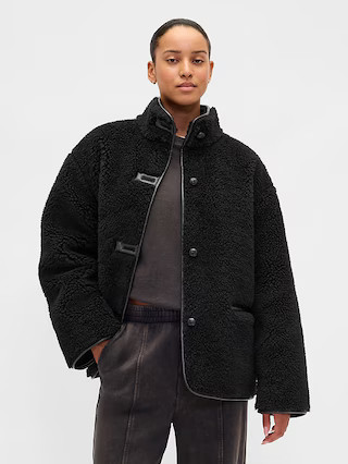 Recycled Sherpa & Vegan Leather-Trim Jacket | Gap (US)