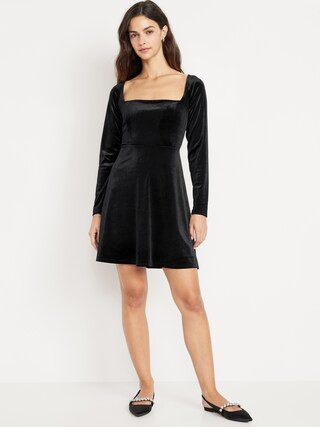 Fit &amp;amp; Flare Velvet Mini Dress | Old Navy (CA)