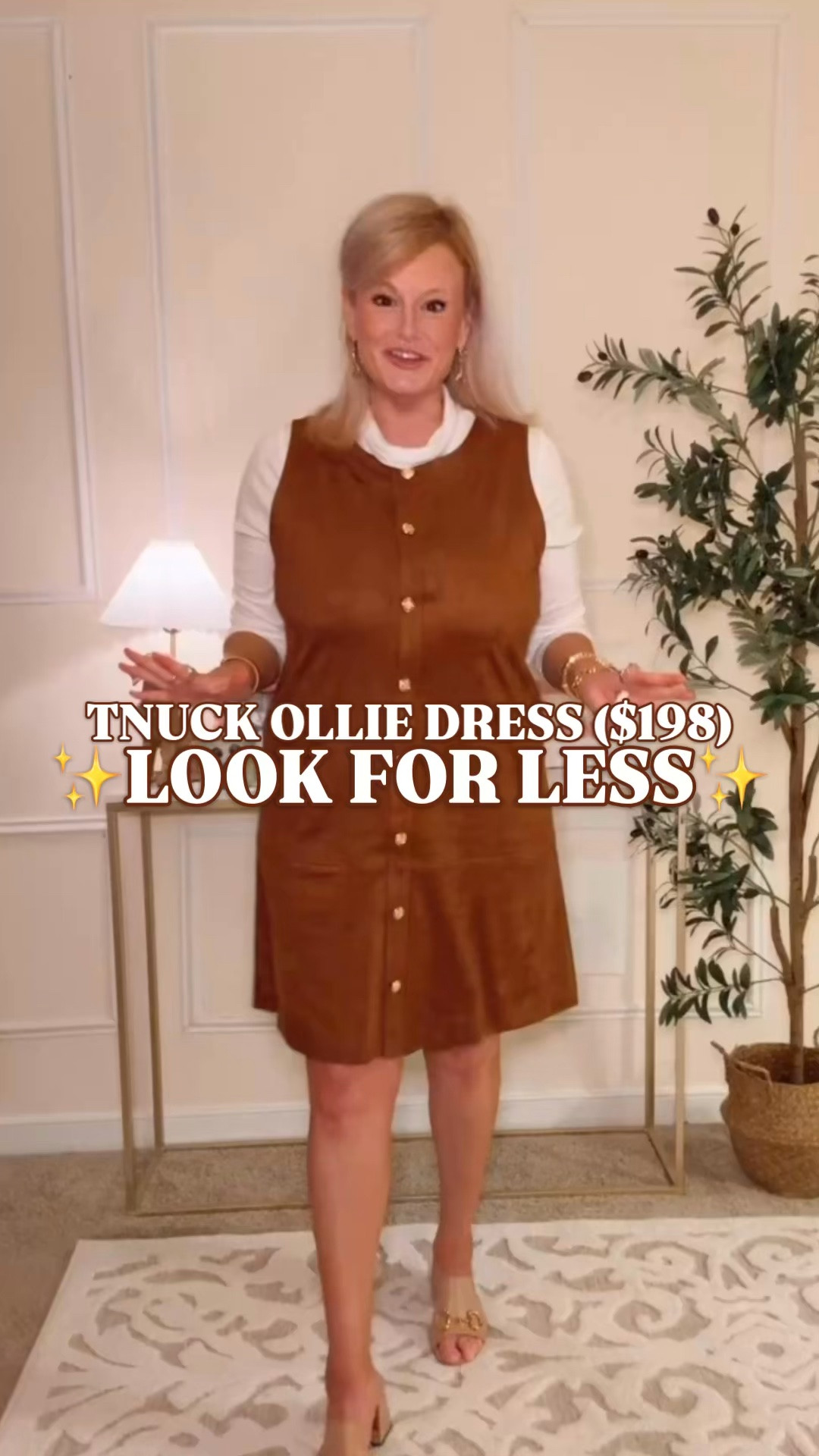 THE $198 TUCKERNUCK OLLIE LOOK FOR LESS AT KOHL’S 👀

If your fall wish list looks like a Tuckernuck catalog, this faux suede shift dress needs your attention. It gives you that Ollie dress look for $49.99, and the quality is so good. 

The rich brown faux suede, vintage-style gold buttons and classic shift silhouette are exactly the combination I love for a preppy fall dress. It’s fully lined, too. Such a polished look at a much friendlier price.

I sized up to a large for my bust, and I’d recommend doing the same if you’re fuller through the chest, especially if you plan to layer underneath.

I’m wearing it over a white turtleneck, which I’ve linked as well. Wear the dress on its own while it’s warm, then add that layer, tights and boots as it cools down. A pretty Thanksgiving outfit or fall lunch look, with that Tuckernuck style you can keep coming back to.

If the Ollie caught your eye but the $198 price gave you pause, this Kohl’s find is worth a spot in your closet.

Tuckernuck Ollie dress look for less, Tuckernuck inspired dress, faux suede dress, brown suede look dress, suede shift dress, button front mini dress, preppy fall dress, lined shift dress, fall dresses women, fall outfits over 50, classic fall outfits, Thanksgiving dress, layered dress outfit, white layering turtleneck, affordable preppy style, Nine West dress, Kohl’s finds, Kohl’s style, Kohls fall fashion @Kohl's 

#LTKStyleTip #LookForLess #PreppyStyle #FallDresses #KohlsFinds #KohlsStyle #SuedeDress #Tuckernuck #FallOutfits

#LTKSeasonal #LTKWorkwear #LTKOver40