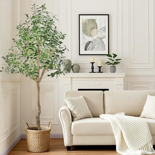 ANTING 6FT Faux Olive Tree, Artificial Olive Trees Indoor with Natural Wood Trunk & Lifelike Frui... | Amazon (US)