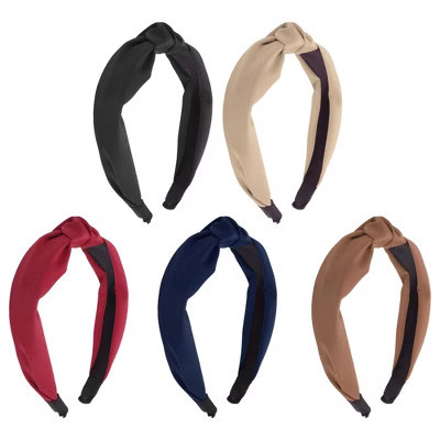 Unique Bargains Women's Non-Slip Knotted Headband 5 Pcs Red Brown Beige Blue Black | Target
