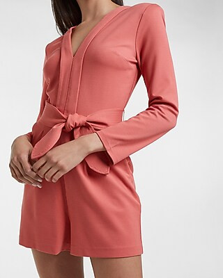 Tailored Tie Waist Romper | Express
