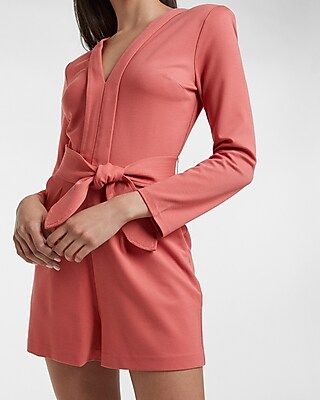 Tailored Tie Waist Romper | Express