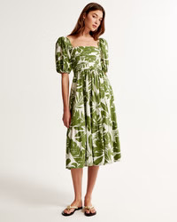 Emerson Poplin Puff Sleeve Midi Dress | Abercrombie & Fitch (US)
