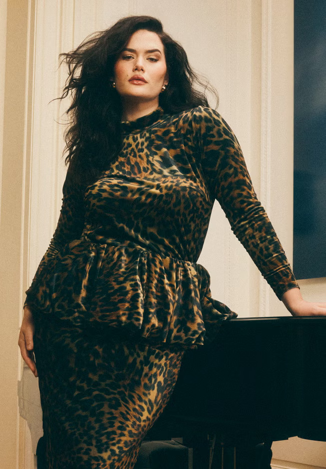 Leopard Velvet Turtleneck Top | Eloquii