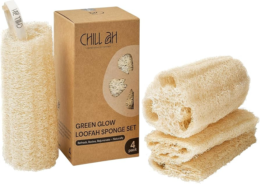 Chill Ah Green Glow Loofah Sponge Set – 100% Plant-Based, Dye-Free, Biodegradable, Scratch-Free... | Amazon (US)