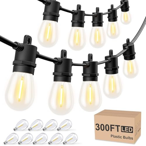 Svater Outdoor String Lights 300 FT, Patio Lights for Outside with Shatterproof Bulbs, Waterproof IP65 Commercial Hanging Light for Backyard Porch Balcony Bistro Party, 2700K | Amazon (US)