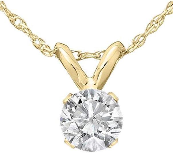 1/3 Ct Diamond Solitaire Pendant Necklace in 14k White Or Yellow Gold | Amazon (US)