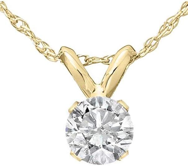 1/3 Ct Diamond Solitaire Pendant Necklace in 14k White Or Yellow Gold | Amazon (US)