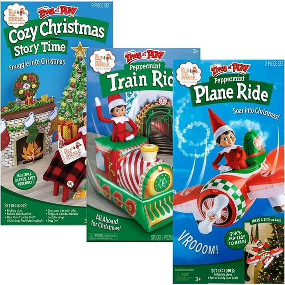 The Elf on the Shelf SEAP Bundle: Peppermint Plane, Peppermint Train, & Cozy Christmas Time | Walmart (US)