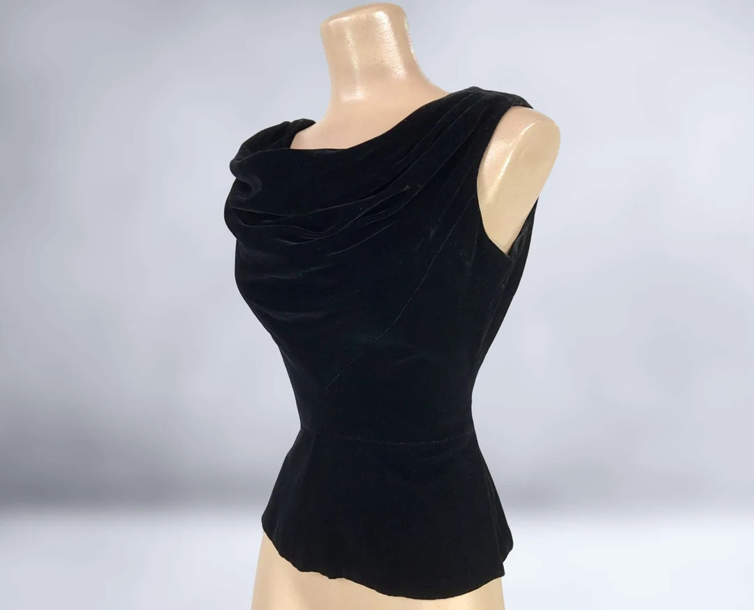 VINTAGE 50s Cowl Neck Black Velvet Evening Blouse by Modern Junior Gale & Gale M/L 1950s Draped F... | Etsy (CAD)