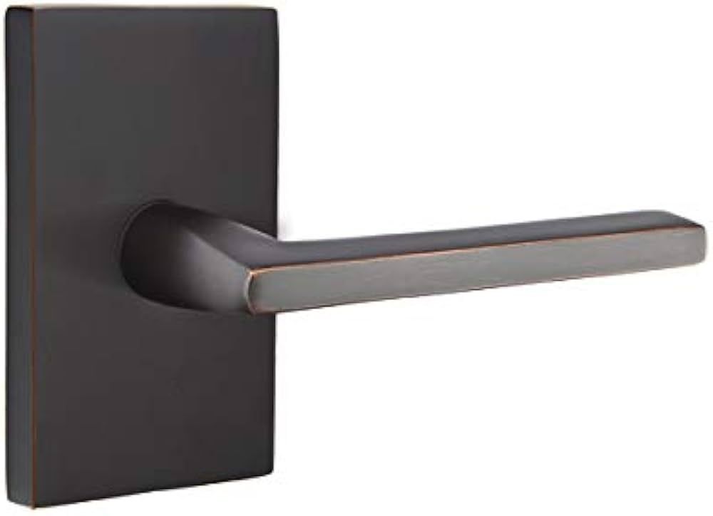 Emtek Passage Set, Modern Rectangular Rosette, Helios Lever, Oil Rubbed Bronze, LH | Amazon (US)