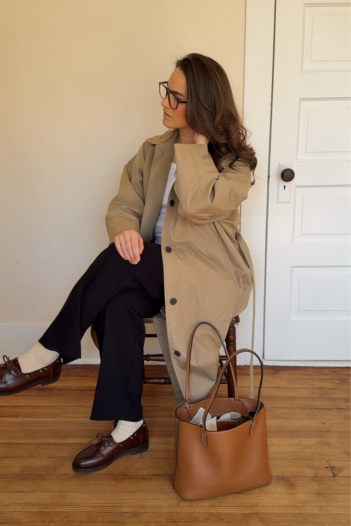 one of my go to looks for early spring: a trench coat, loafers and a good trouser! #trenchcoat #boatshoes #loafers #springstyle #springoutfit 

#LTKStyleTip #LTKSeasonal
