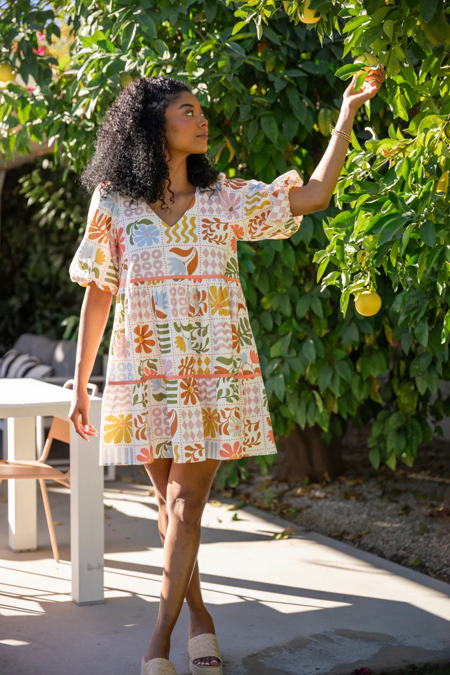 Iconic Summer Multi Print Mini Dress SALE | Pink Lily