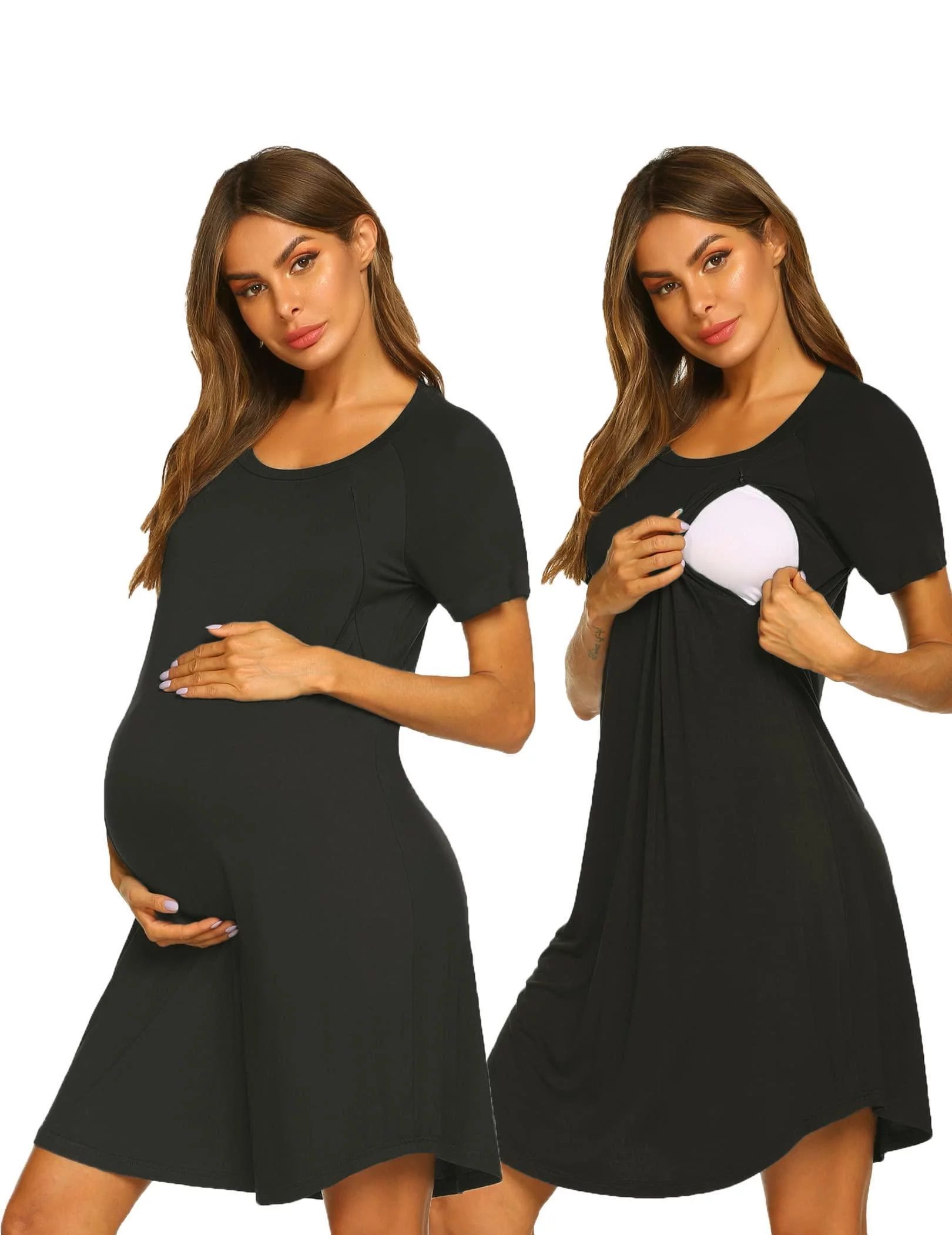 Ekouaer Nursing Gown Sleepwear 3 in 1 Delivery/Labor/Nursing Nightgown Women Pregnancy Gown for B... | Walmart (US)