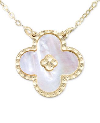 Mother-of-Pearl Clover 18" Pendant Necklace in 10k Gold | Macys (US)