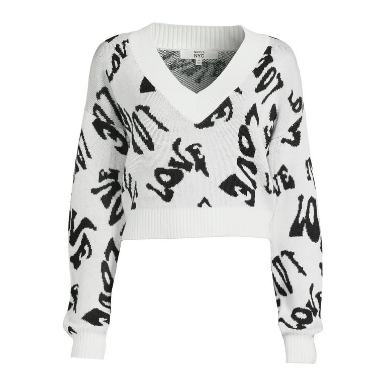 Madden NYC Juniors Plus V-Neck Sweater with Dolman Sleeves, Midweight | Walmart (US)