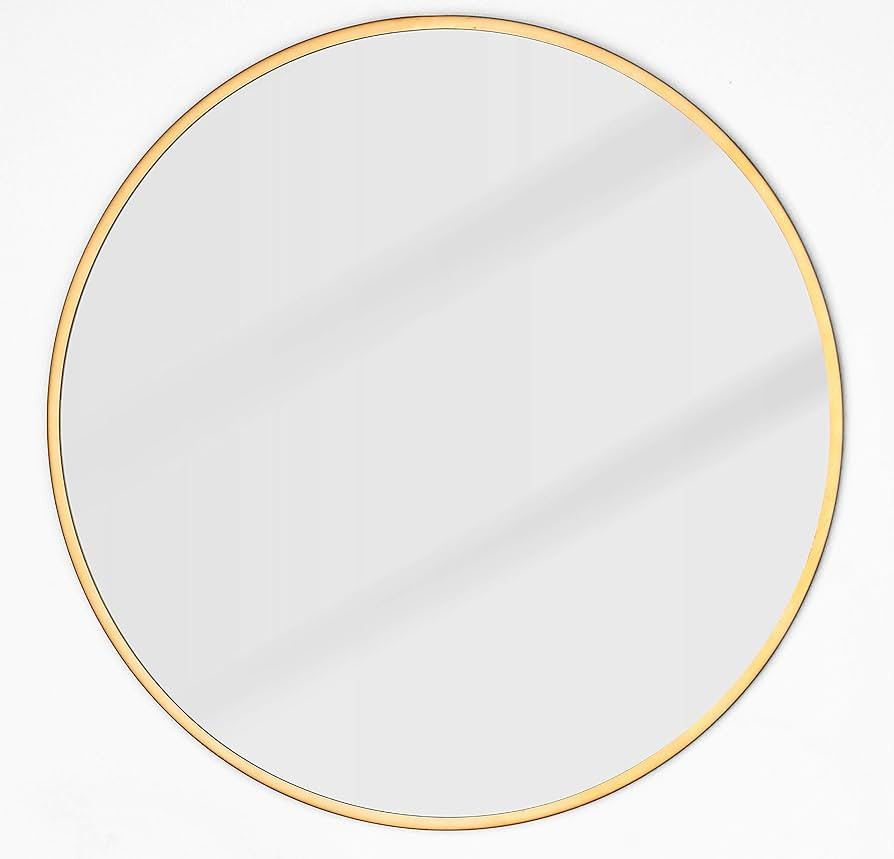 Gold Round Wall Mirror, 16 Inch Rustic Matte Mirror for Bathroom, Entry, Dining Room, and Living ... | Amazon (US)