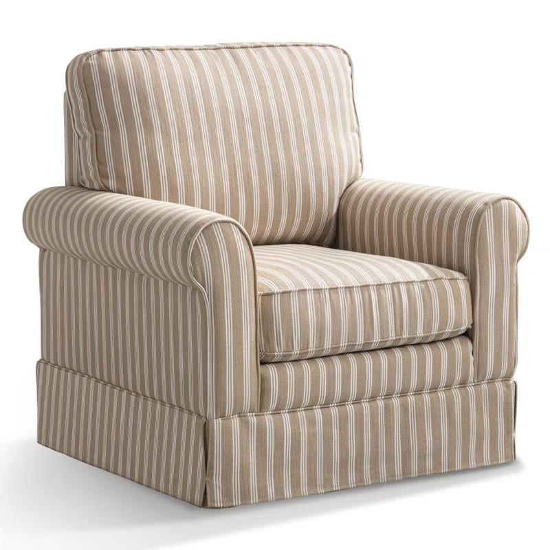 33.1" W Modern Soft Wide Upholstered Striped Swivel Arm Accent Chair | Wayfair North America