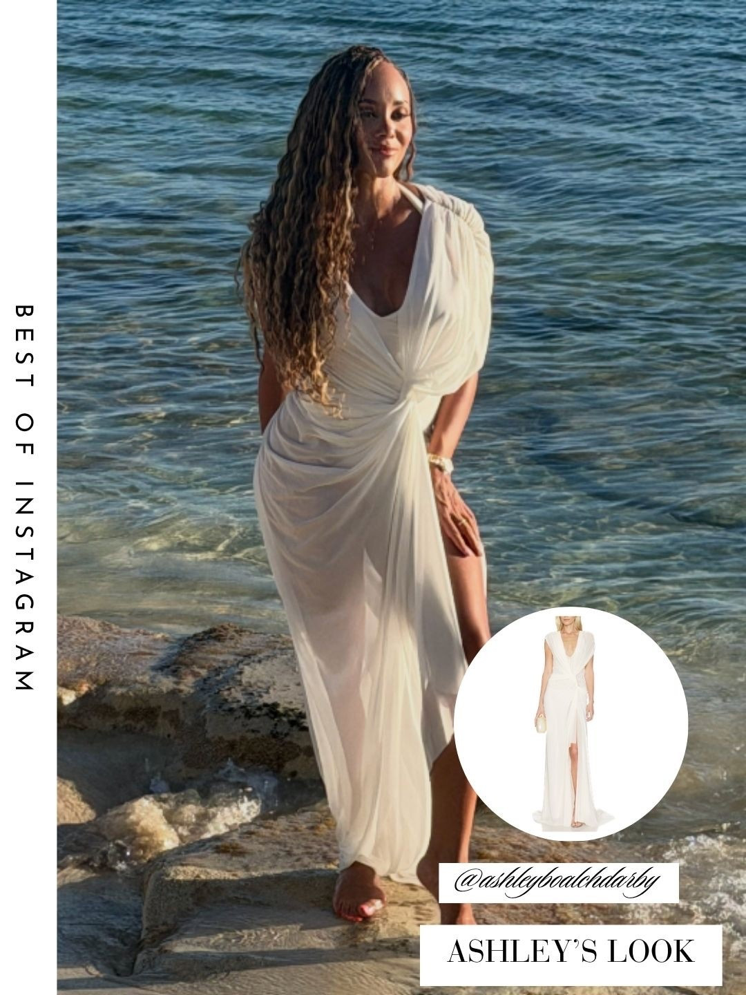 Ashley Darby’s White Draped Dress 📸 = @ashleyboalchdarby