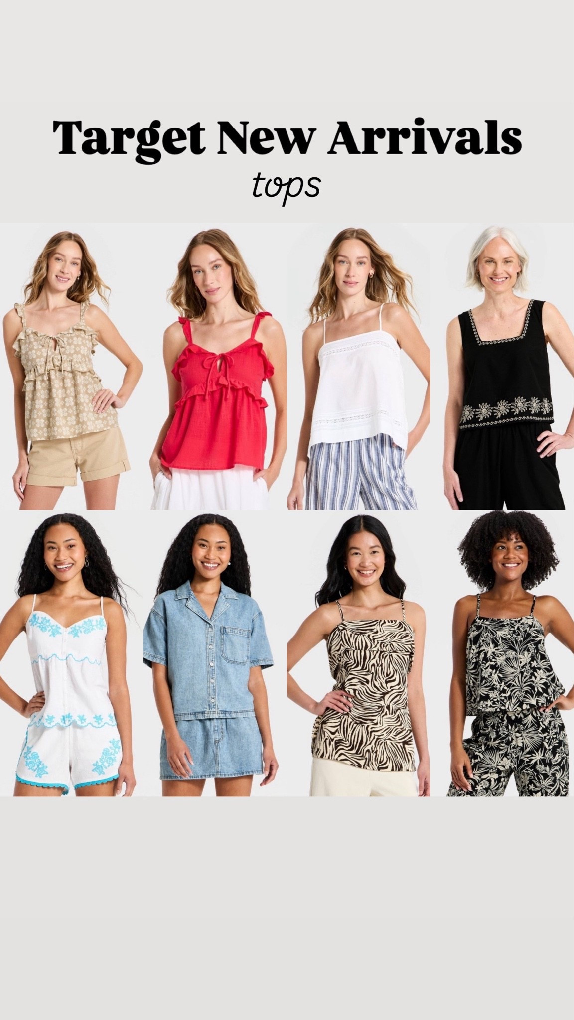 Target new arrivals 
Tops