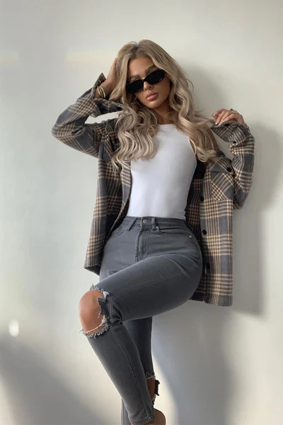 Light Grey Stretch High Waist Skinny Jeans | ISAWITFIRST