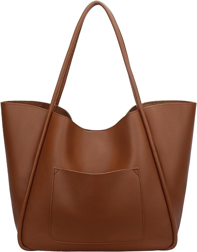 KKXIU Tote Bag for Women Vegan Leather Shoulder Purse Large Capacity Travel Bag | Amazon (US)