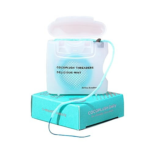 Cocofloss CocoPlush Threaders, Dental Floss for Implants, Bridges, and Braces, Mint, Waxed, Dentist-Designed Oral Care with Coconut Oil, 30 Per Pack | Amazon (US)