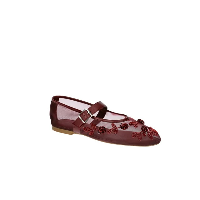 No Boundaries Beaded Mesh Mary Jane Flats, Women's | Walmart (US)