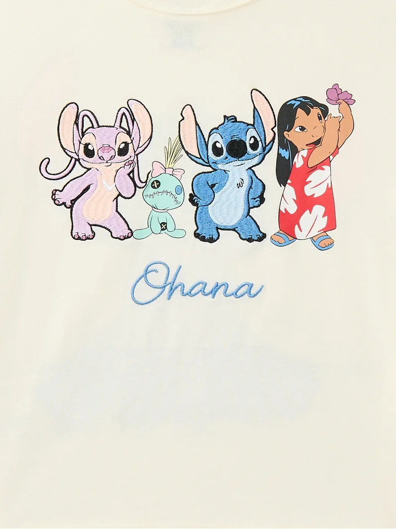 Lilo & Stitch Girls Embroidered Graphic Tee with Short Sleeves, Sizes 4-16 | Walmart (US)