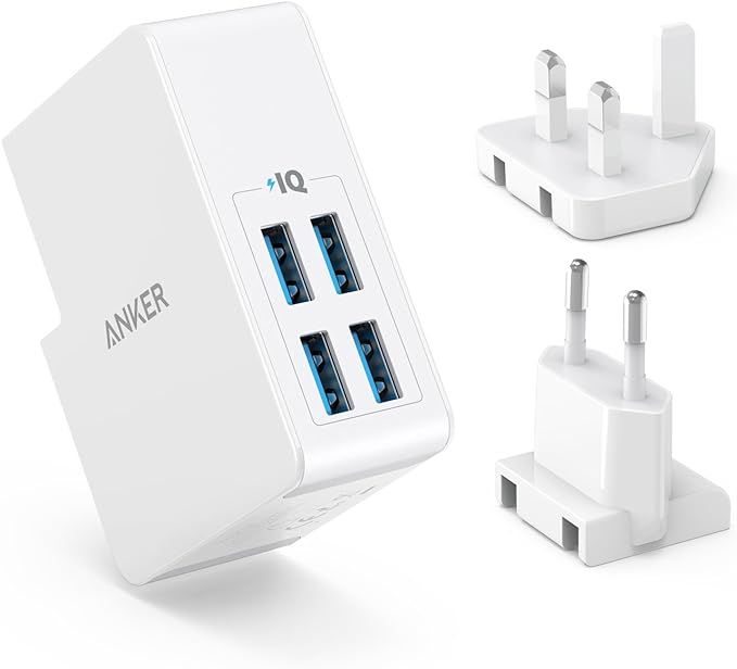 Anker USB Plug 5.4A/27W 4-Port , Wall Charger, PowerPort 4 Lite with Interchangeable UK and EU Tr... | Amazon (UK)