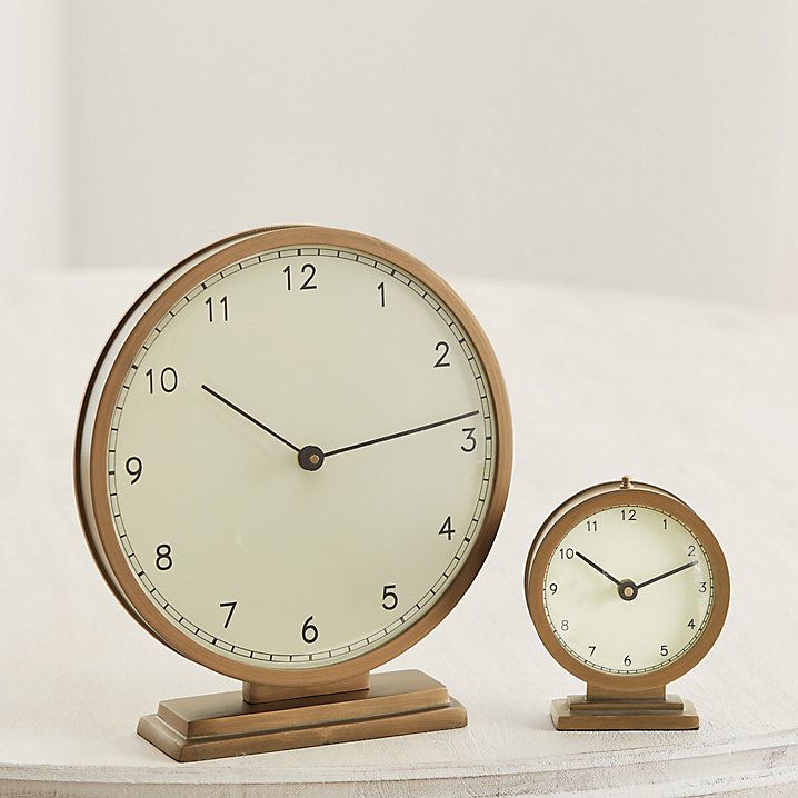 Astaire Clocks with Stepped Bases & Antique Gold Finish Cast Aluminum Cases | Ballard Designs, Inc.