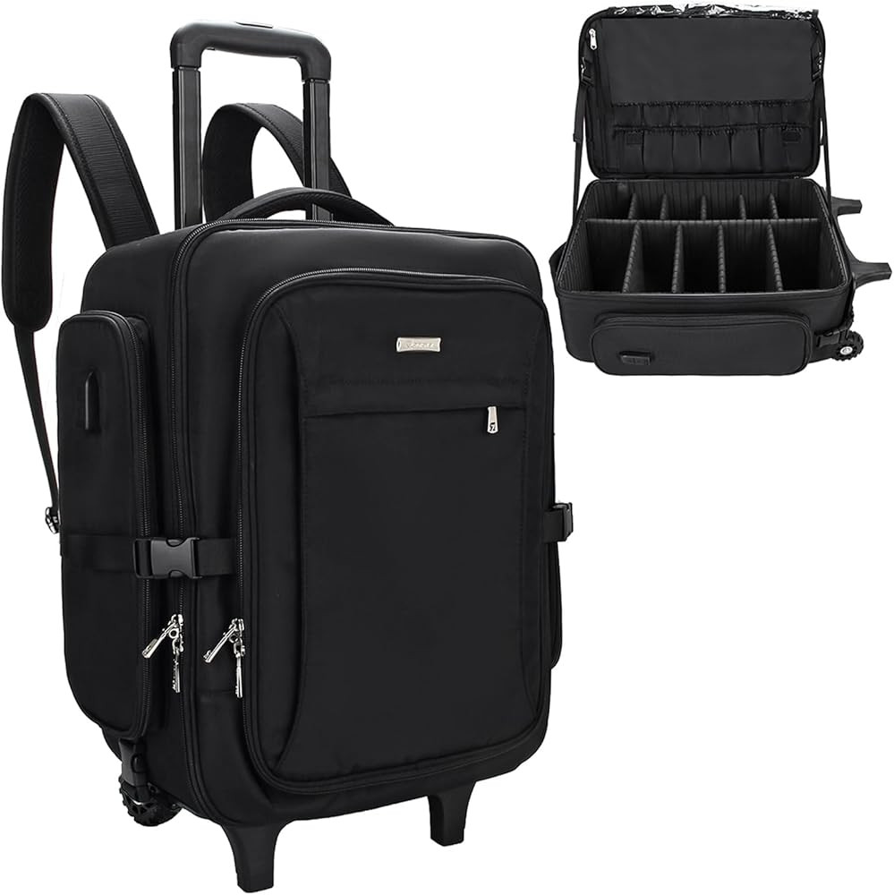 Relavel Rolling Makeup Case with Adjustable Dividers, Professional Makeup Backpack, Extra Large R... | Amazon (US)