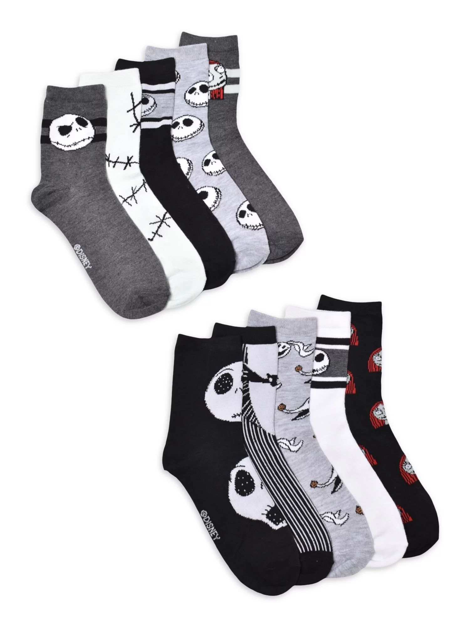 The Nightmare Before Christmas Women's Graphic Crew Socks, 10-Pack, Shoe Sizes 4-10 | Walmart (US)