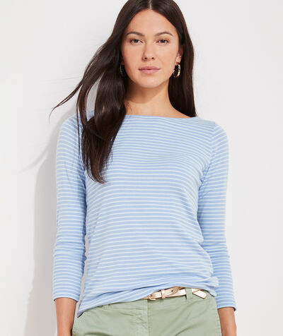 Striped Sankaty Boatneck Simple Tee | vineyard vines