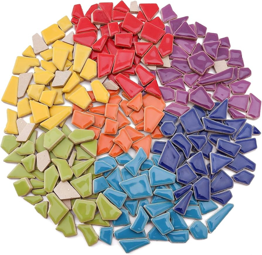 Mosaic Tiles for Crafts Bulk, Broken Tiles Pieces for Mosaic Craft Supplies,Mosaic for Outdoor De... | Amazon (US)