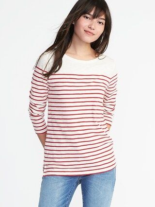 Old Navy Womens Relaxed Mariner-Stripe Tee For Women White & Red Stripe Size L | Old Navy US