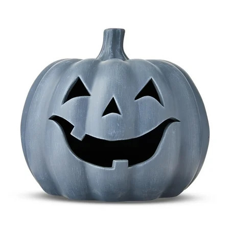 Clay Jack-o'-Lantern Tabletop Fall Halloween Decor, Gray, 9", by Way To Celebrate | Walmart (US)