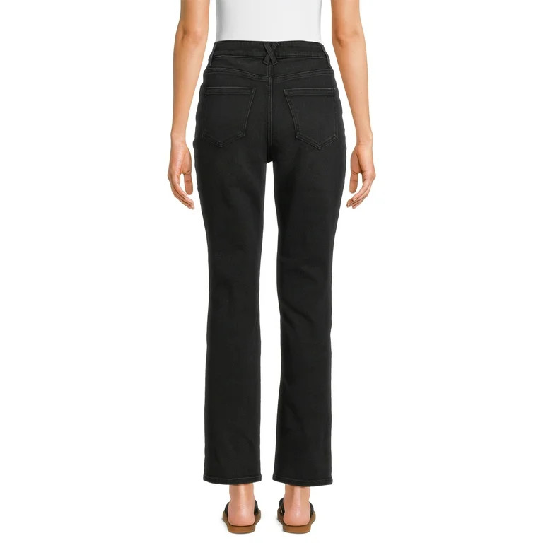 Time and Tru Women's High Rise Straight Leg Jeans with Front Seam, 30” Inseam, Sizes 2-20 - Wal... | Walmart (US)