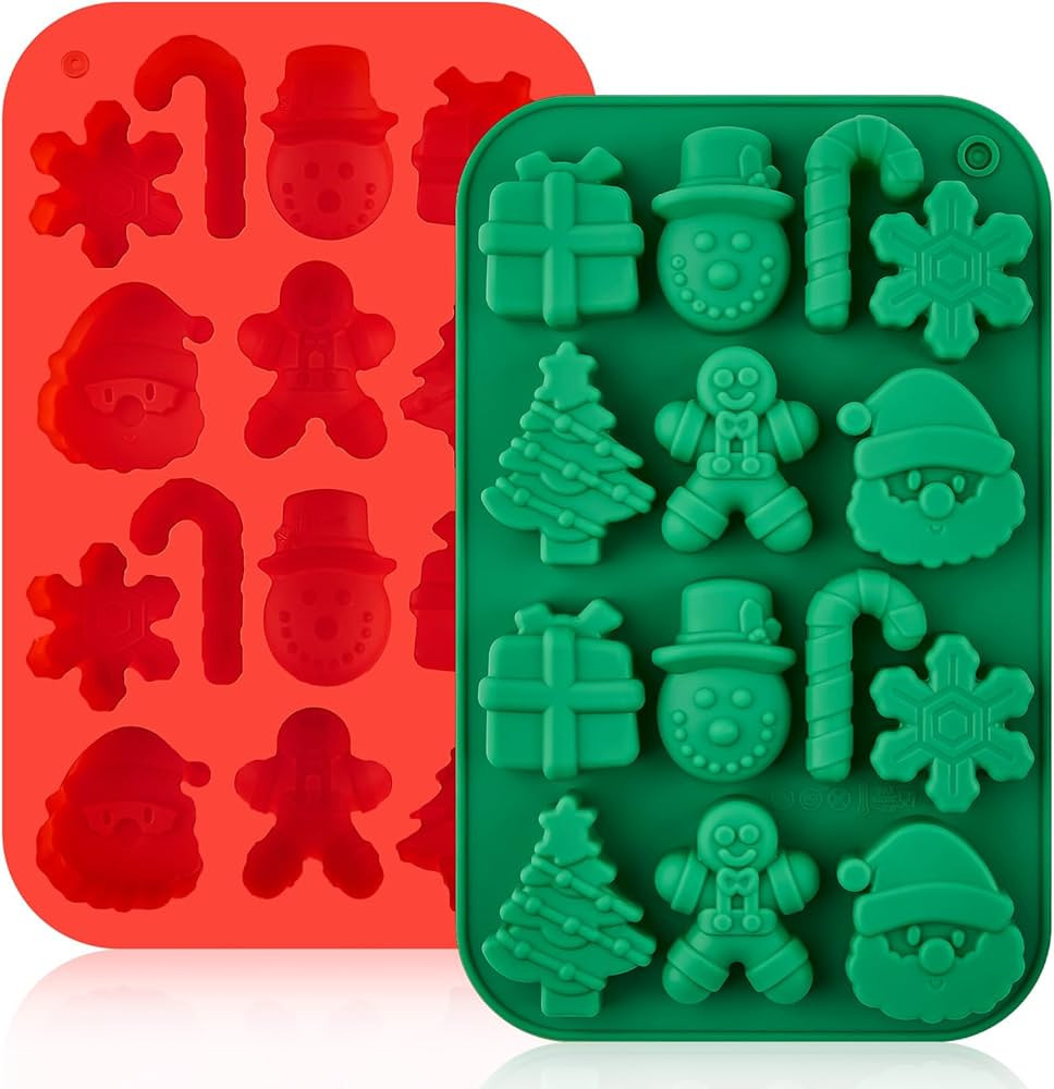 Christmas Chocolate Molds, 2PCS Silicone Candy Molds Santa Clause Christmas Tree Snowman Gingerbr... | Amazon (US)